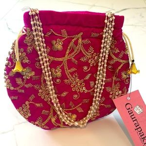 Ethnic embroidered potli/party drawstring bag